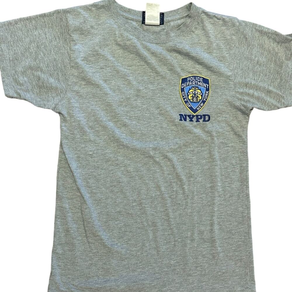 NYPD Adult Small Gray Short Sleeve T Shirt with Embroidered Logo